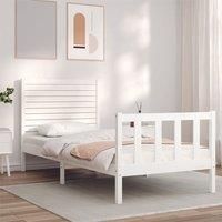Bed Frame with Headboard White 90x200 cm Solid Wood