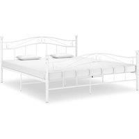 Bed Frame White Metal 160x200 cm