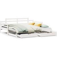 Daybed with Trundle and Drawers without Mattress White 80x200 cm
