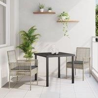 Garden Chairs 2 pcs with Cushions Light Grey Poly Rattan