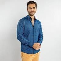 Knitted Classic Jacquard Shirt With Multicoloured Stripe Insert