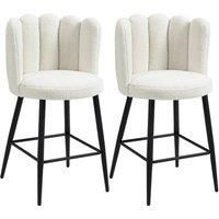 Set Of 2 Faux Cashmere Upholstered Breakfast Bar Stools!
