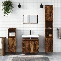 Bathroom Cabinet Smoked Oak 58x33x60 cm Engineered Wood