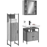 3 Piece Bathroom Cabinet Set Grey Sonoma Engineered Wood
