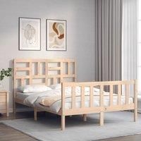 Bed Frame with Headboard 140x190 cm Solid Wood