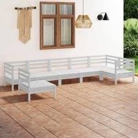 7 Piece Garden Lounge Set Solid Pinewood White