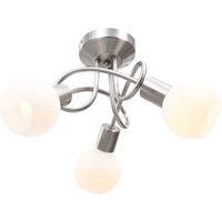 Ceiling Lamp with Ceramic Shades for 3 E14 Bulbs White Bowl