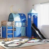 Bunk Bed without Mattress with Slide and Curtains Blue 80x200 cm
