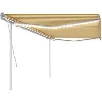 Manual Retractable Awning with LED 5x3.5 m Yellow and White