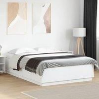 Bed Frame with LED without Mattress White 120x200 cm