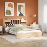 Bookcase Bed without Mattress 180x200cm Super King Solid Wood Pine