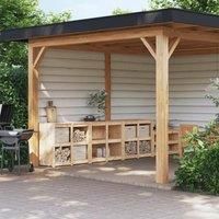 Outdoor Kitchen Cabinets 3 pcs Solid Wood Pine