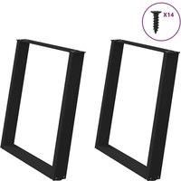 vidXL Dining Table Legs U-Shaped 2 pcs Black 70x(72-73) cm Steel