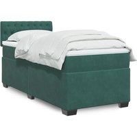 Box Spring Bed with Mattress Dark Green 90x200 cm Velvet