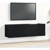 Black Oak Wall-Mounted TV Cabinet 100x30x30 cm Made from Engineered Wood
