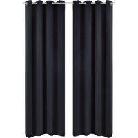 Blackout Curtains 2 pcs with Metal Eyelets 135x175 cm Black