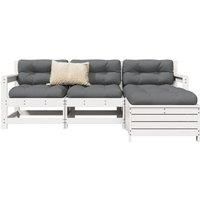 4 Piece Garden Sofa Set White Solid Wood Pine