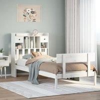 Bookcase Bed without Mattress White 100x200 cm Solid Wood Pine