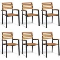 Stackable Garden Chairs 6 pcs Solid Wood Acacia and Metal