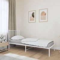 Metal Bed Frame with Headboard White 80x200 cm