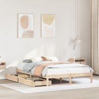 Bed Frame without Mattress 140x190 cm Solid Wood Pine