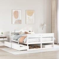 Bed Frame without Mattress White 140x190 cm Solid Wood Pine