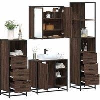 4Piece Bathroom Furniture SetBrown Oak Engineered Wood