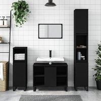 Bathroom Cabinet Black 80x33x60 cm Engineered Wood