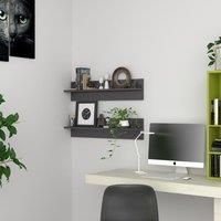Wall Shelf 2 pcs High Gloss Grey 80x11.5x18 cm Engineered Wood