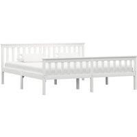 Bed Frame White Solid Pinewood 180x200 cm Super King