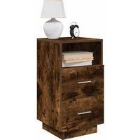 Bedside Cabinet with 2 Drawers Smoked Oak 36x36x68 cm