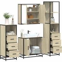 4Piece Bathroom Furniture SetSonoma Oak Engineered Wood