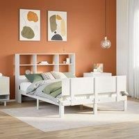 Bookcase Bed without Mattress White 140x190cm Solid Wood Pine