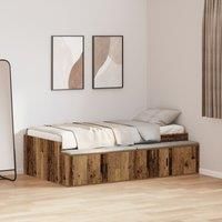 Storage Bed Frame Old Wood 75x190 cm