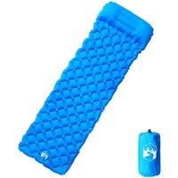 Inflating Camping Mattress with Pillow 1-Person Blue
