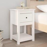Bedside Cabinet White 40x35x61.5 cm Solid Wood Pine