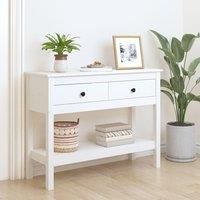 Console Table White 100x35x75 cm Solid Wood Pine