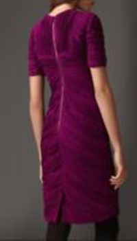 Burberry London Pleated Chevron Dress in Deep Purple Amethyst Sz UK 4 / EU 36
