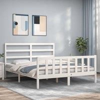 Bed Frame with Headboard White 160x200 cm Solid Wood
