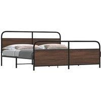 Metal Bed Frame without Mattress Brown Oak 200x200 cm
