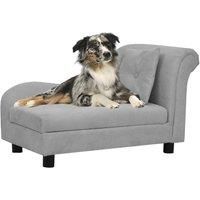 Dog Sofa with Pillow Grey 83x44x44 cm Plush