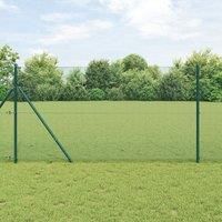Welded Wire Fence with 13 Posts Green 1.4x25 m Steel