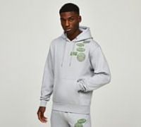 Mercier Contrast Badge Overhead Hoodie - Grey - Size XS