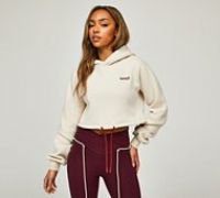 twenty8 Womens Toggle Crop Hoodie - Cream - Size L