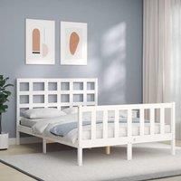 Bed Frame with Headboard White 120x200 cm Solid Wood