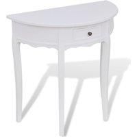 Console Table with Drawer Half-round White