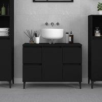 Sink Cabinet Black 80x33x60 cm Engineered Wood