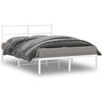 Berkfield Home Metal Bed Frame without Mattress with Headboard White 140x190cm | Size: 140x190 cm