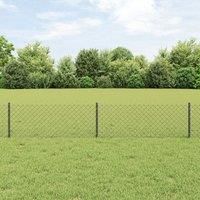 Chain Link Fence with 10 U Posts Grey 0.4x10 m Steel