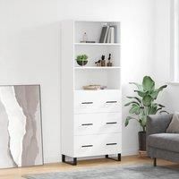 Highboard White 69.5x34x180 cm Engineered Wood